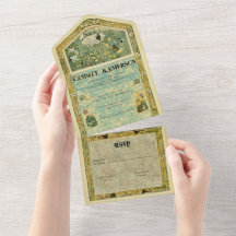 Vintage Storybook Forest All in One Wedding Invite