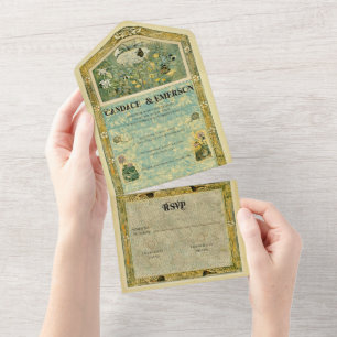 Vintage Storybook Forest All in One Wedding Invite