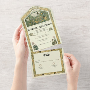 Vintage Storybook Forest All in One Wedding Invite