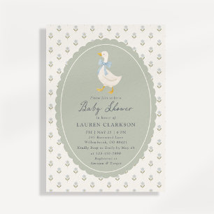 Vintage Storybook Goose Baby Shower Invitation