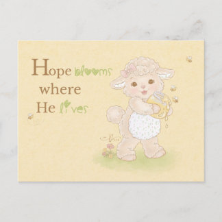 Vintage Storybook Lamb Hope Christian Postcard