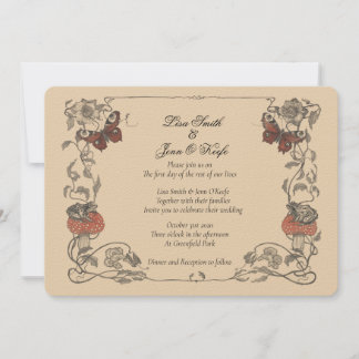 Vintage Storybook Mushroom Faire-part de mariage