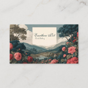 Vintage Storybook Red Rose Enchanted Landscape Business Card