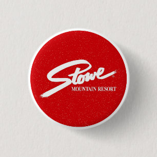 Vintage Stowe, VT outdoor winter trails ski slops  1 Inch Round Button