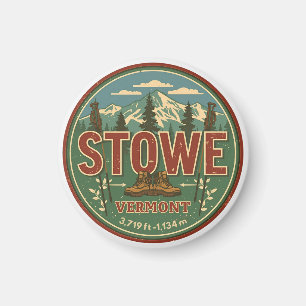 Vintage Stowe, VT outdoor winter trails ski slops  Magnet