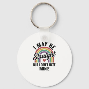Vintage Straight But Kind Rainbow Pride Shirt_1 Keychain