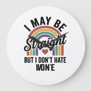 Vintage Straight But Kind Rainbow Pride Shirt_1 Large Clock