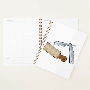 Vintage Straight Razor and Strop Barber Shop  Planner