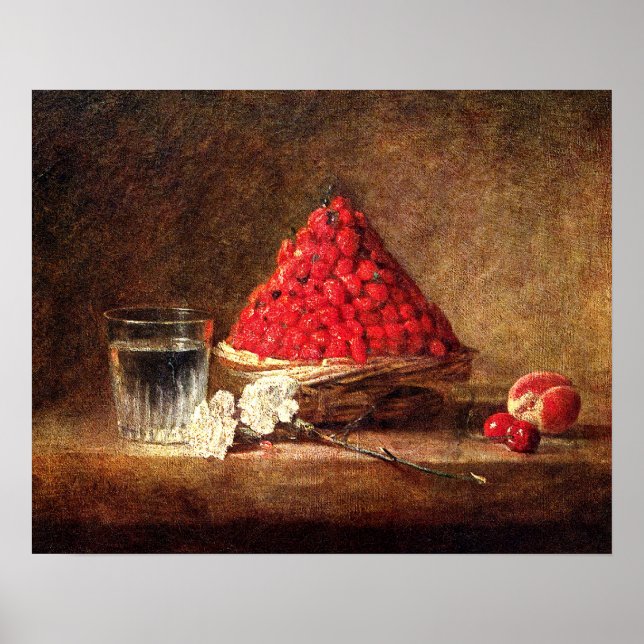 Vintage Strawberries - by Jean Simeon Chardin Poster (Front)