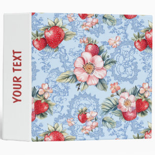 Vintage Strawberries & Flowers Pattern Binder