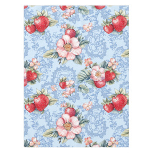 Vintage Strawberries & Flowers Pattern Tablecloth
