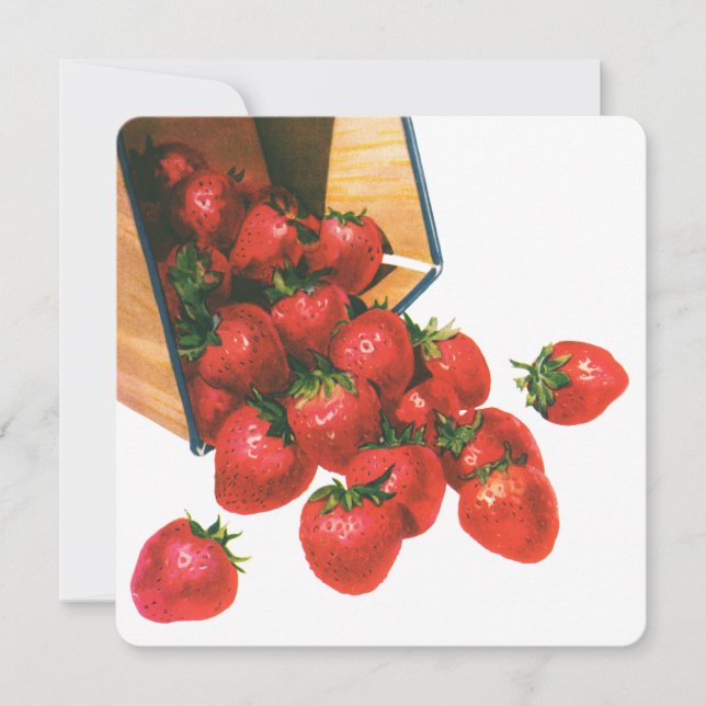 Vintage Strawberries in Basket, Food Fruit Berries (Front)