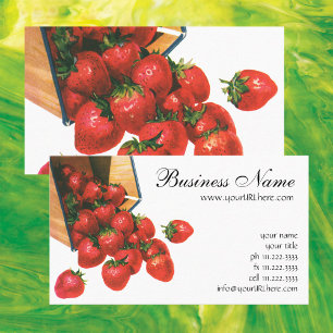 Vintage Strawberries in Basket, Food Fruit Berries Business Card