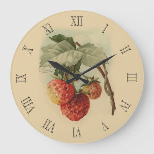 Vintage strawberries large clock