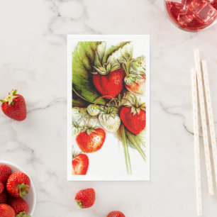 Vintage strawberries napkin