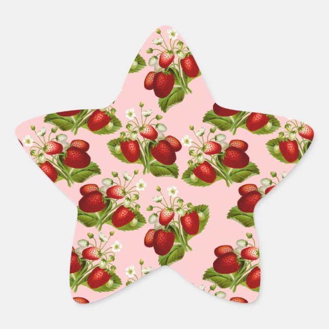 vintage strawberries star sticker (Front)