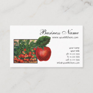 Vintage Strawberries, Strawberry Plants on a Farm Business Card