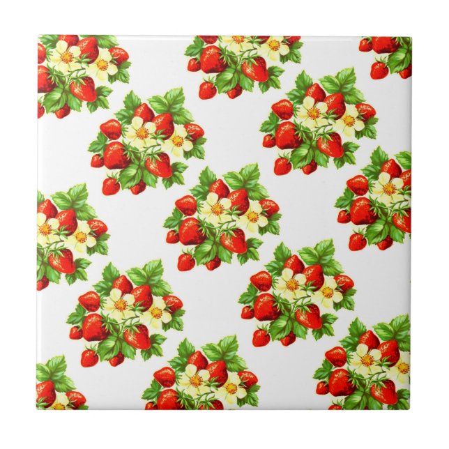 Vintage Strawberries Tile (Front)