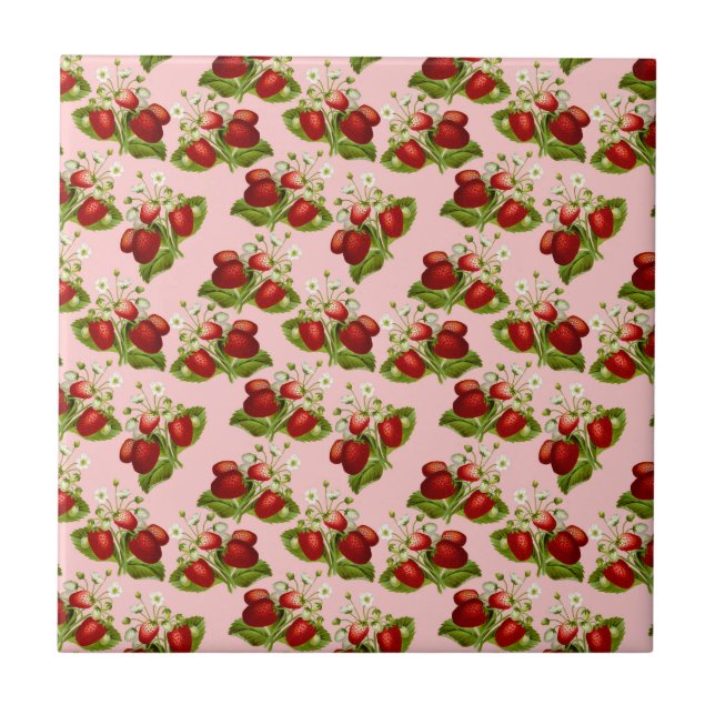 vintage strawberries tile (Front)
