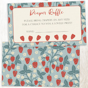 Vintage Strawberry Baby Shower Diaper Raffle Enclosure Card