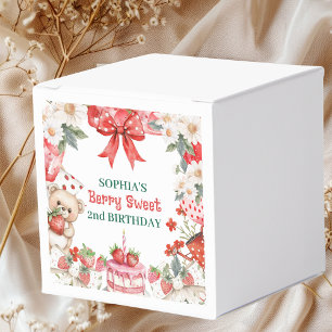 Vintage Strawberry Berry Sweet 2nd Birthday Favor Box