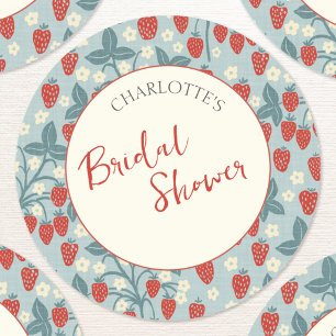 Vintage Strawberry Bridal Shower Classic Round Sticker