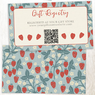 Vintage Strawberry Bridal Shower QR Gift Registry Enclosure Card