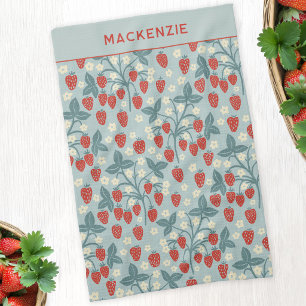Vintage Strawberry Cottagecore Floral Botanical Kitchen Towel