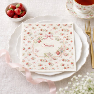 Vintage Strawberry Floral Seamless cottagecore Napkin