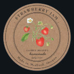 Vintage Strawberry Jam Kraft paper Canning label<br><div class="desc">Personalized hand painted watercolor vintage style Strawberry jam label on kraft paper background. Perfect for home canning and gift giving.  Fill your information on label and enjoy.</div>
