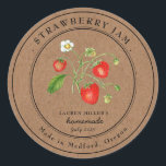 Vintage Strawberry Jam Kraft paper Canning label<br><div class="desc">Personalized hand painted watercolor vintage style Strawberry jam label on kraft paper background. Perfect for home canning and gift giving.  Fill your information on label and enjoy.</div>