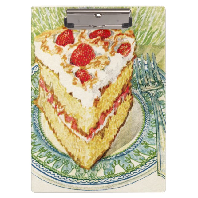 Vintage Strawberry Layer Cake Clipboard (Front)