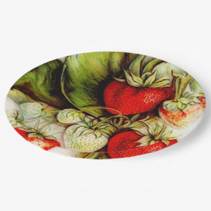 Vintage strawberry paper  plate