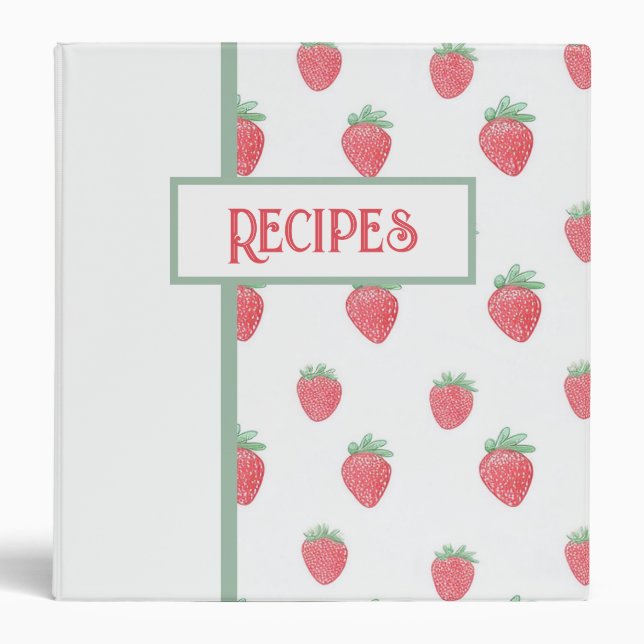 Vintage Strawberry Pattern Recipe Storage Binder (Front)