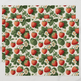 Vintage Strawberry Pattern Scrapbook Paper