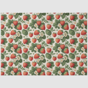 Vintage Strawberry Pattern with Blossoms Tissue Paper