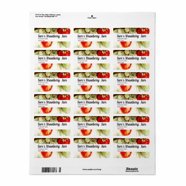 Vintage strawberry - personalized Jam   Label (Full Sheet)