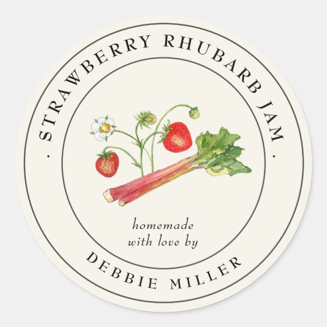 Vintage Strawberry rhubarb  jam canning Label (Front)