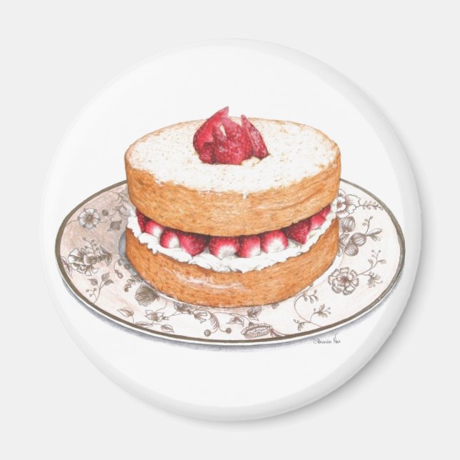 Vintage strawberry shortcake dessert cake magnet (Front)
