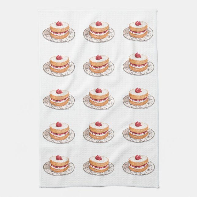 Vintage strawberry shortcake dessert kitchen towel (Vertical)