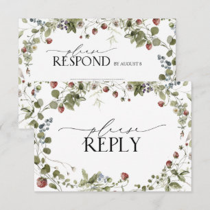Vintage Strawberry Watercolor Summer Shower RSVP Card