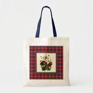 Vintage Strawberry with Fraser Tartan Tote Bag