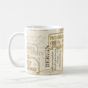 Vintage street signs seamless pattern in custom co coffee mug