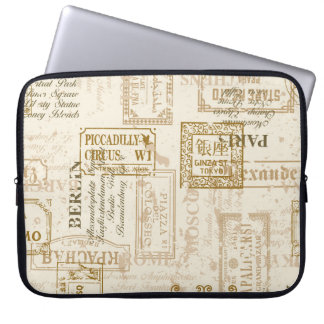 Vintage street signs seamless pattern in custom co laptop sleeve
