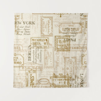 Vintage street signs seamless pattern in custom co tapestry