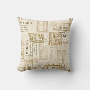 Vintage street signs seamless pattern in custom co throw pillow
