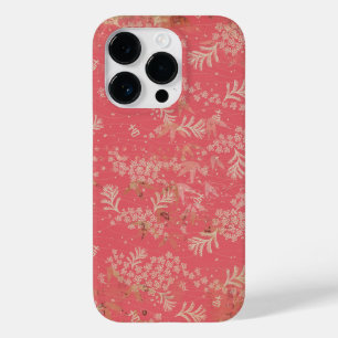 Vintage Stressed Japanese Flowers and Leaves Case-Mate iPhone 14 Pro Case