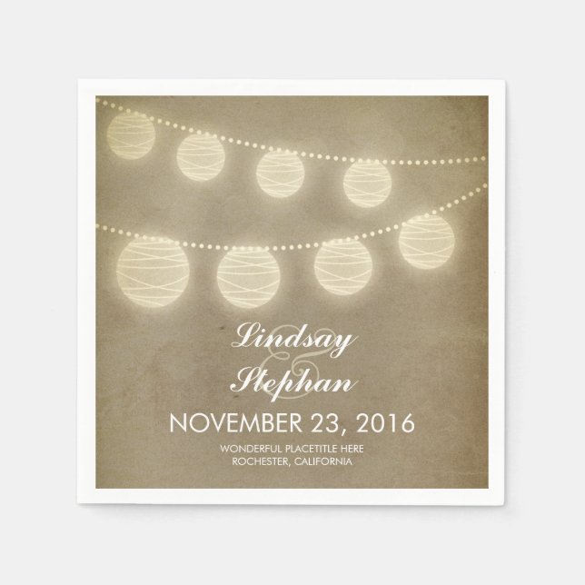 vintage string light lanterns paper napkins (Front)