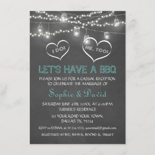 Vintage String Lights Chalk I DO BBQ Invitation