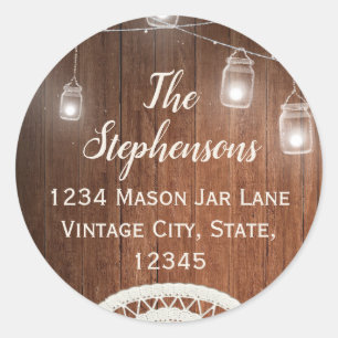 Vintage String Lights Mason Jar Holiday Photo Classic Round Sticker